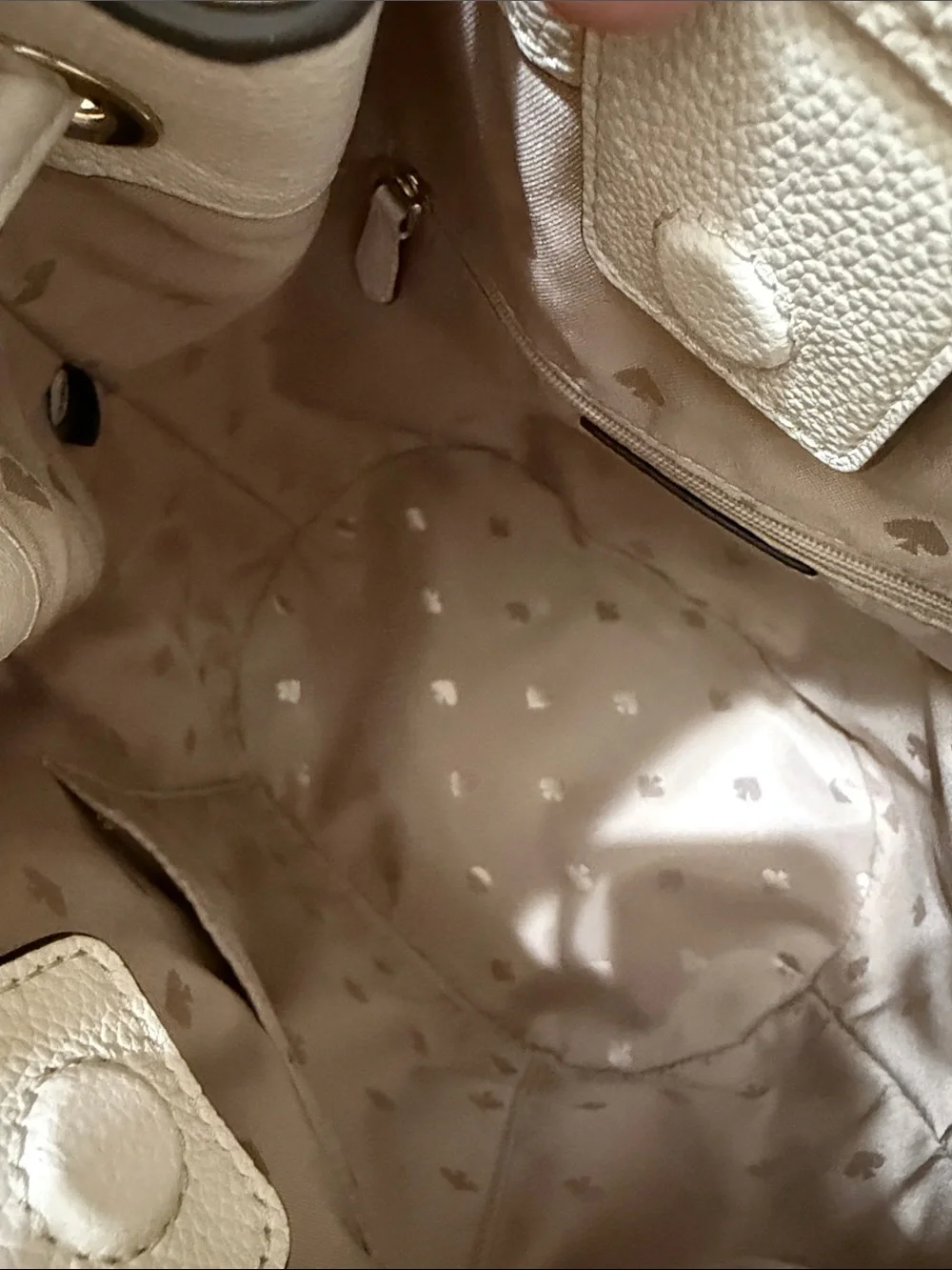 kate spade cream pebble leather drawstring bucket bag with striped tan strap